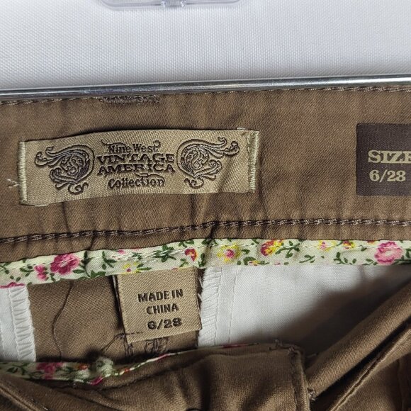 Nine West Vintage America Pants Women's 6 28 Brown Cropped Rolled Hem NWT - Picture 7 of 12